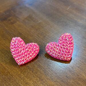 Pink Heart Rhinestone Earrings